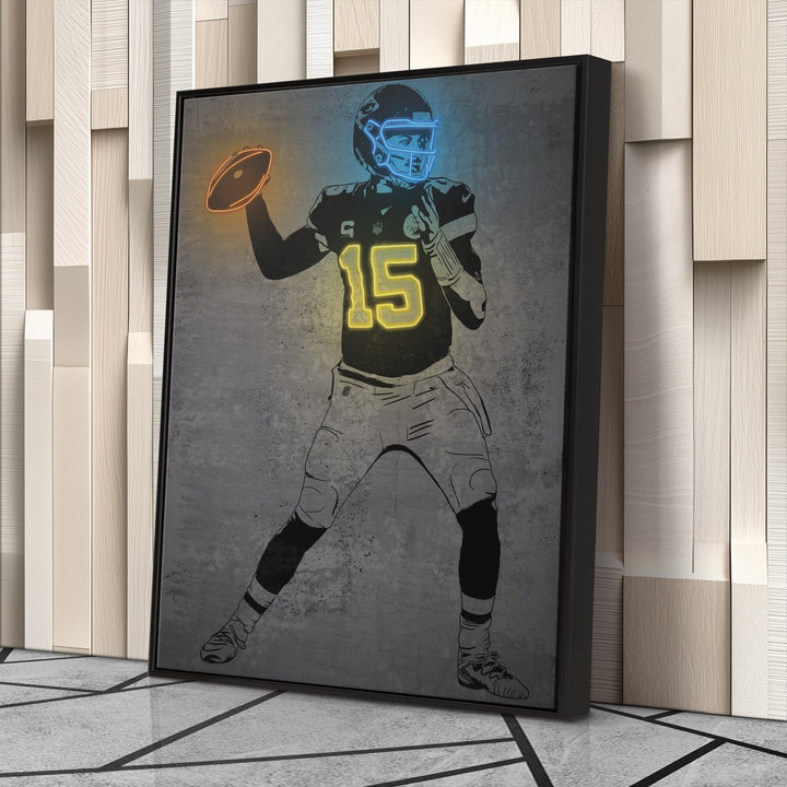 Patrick Mahomes Neon Canvas Art | Modern Wall Decor for Chiefs Fans - CanvasNeon