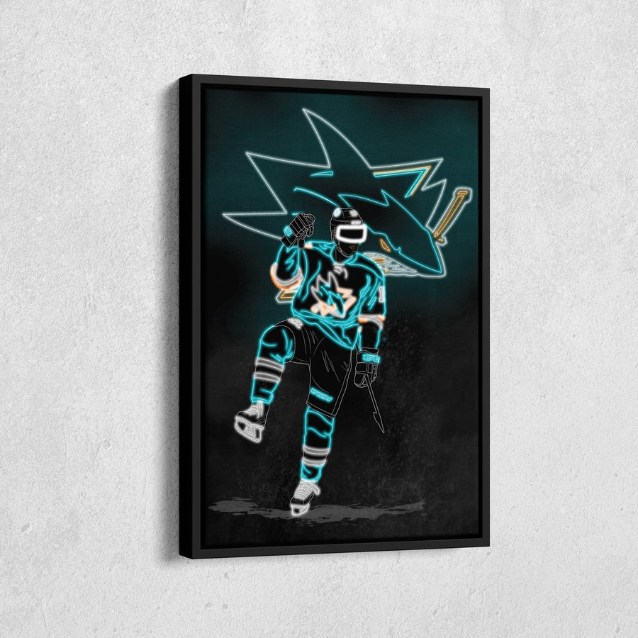 Patrick Marleau Neon Canvas Art | Sharks Wall Decor - CanvasNeon