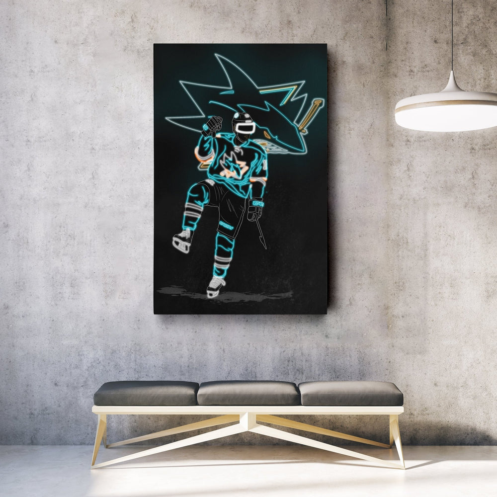 Patrick Marleau Neon Canvas Art | Sharks Wall Decor - CanvasNeon