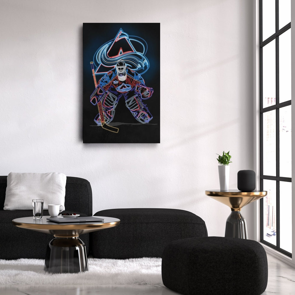 Patrick Roy Neon Canvas Art | Avalanche Wall Decor - CanvasNeon