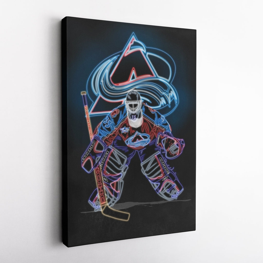 Patrick Roy Neon Canvas Art | Avalanche Wall Decor - CanvasNeon