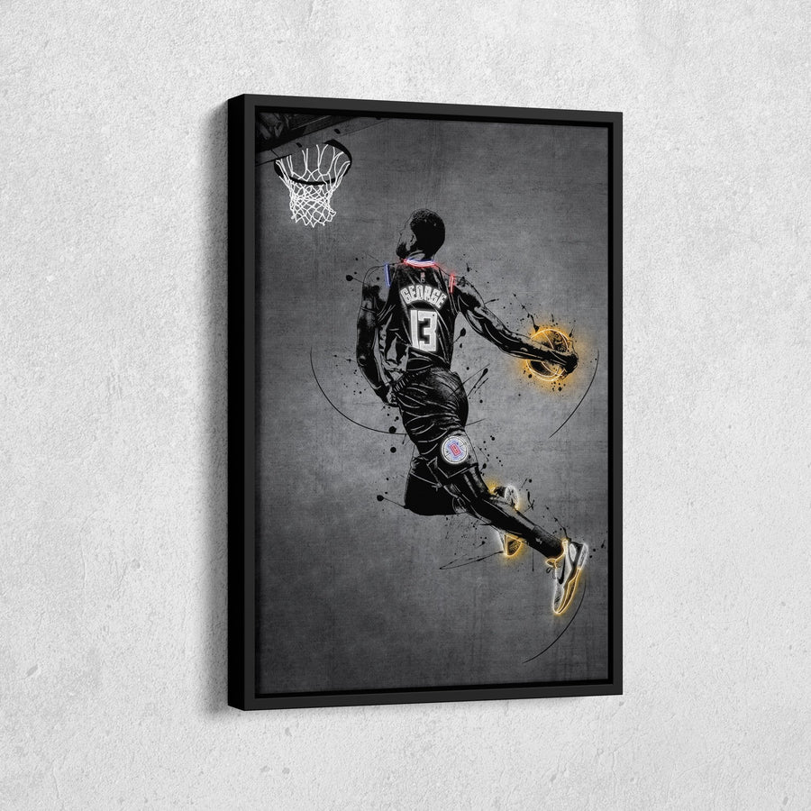 Paul George Neon Canvas Art | Modern Wall Decor for Clippers Fans - CanvasNeon