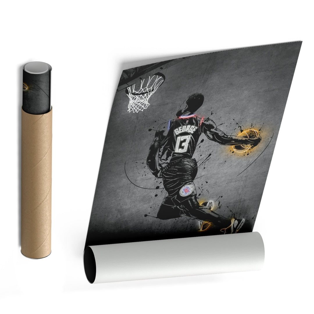 Paul George Neon Canvas Art | Modern Wall Decor for Clippers Fans - CanvasNeon
