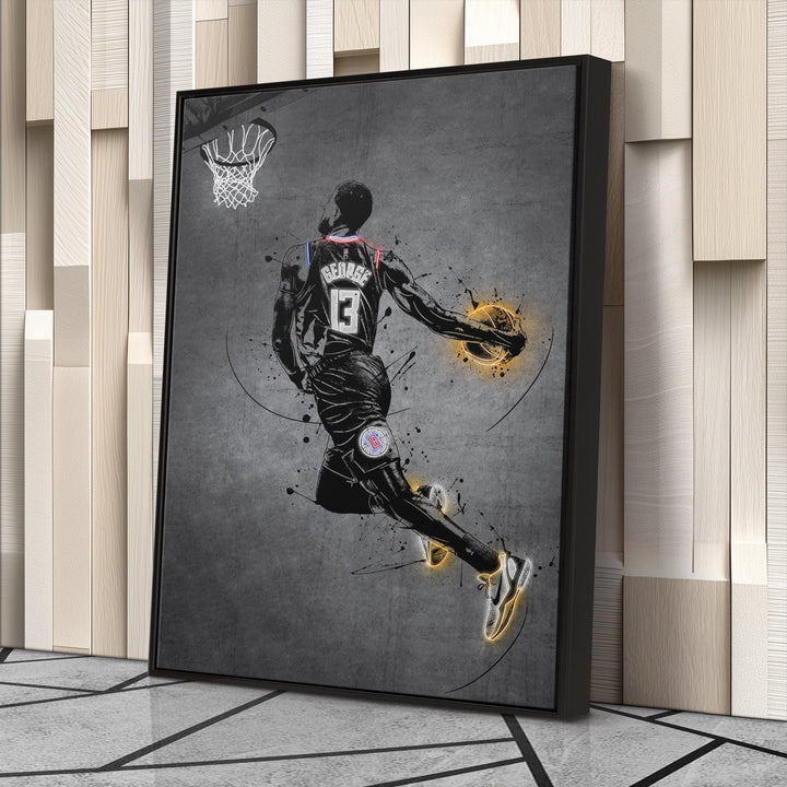 Paul George Neon Canvas Art | Modern Wall Decor for Clippers Fans - CanvasNeon