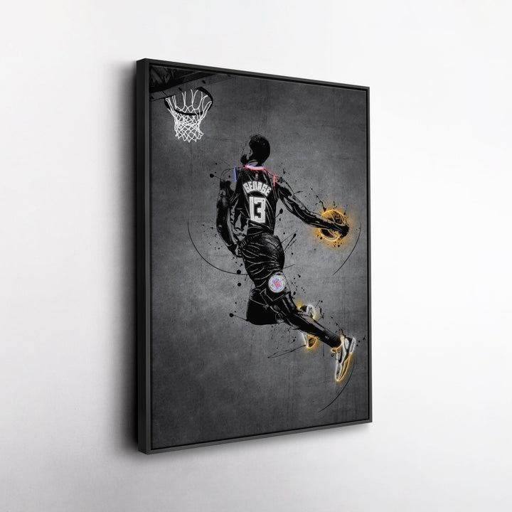 Paul George Neon Canvas Art | Modern Wall Decor for Clippers Fans - CanvasNeon