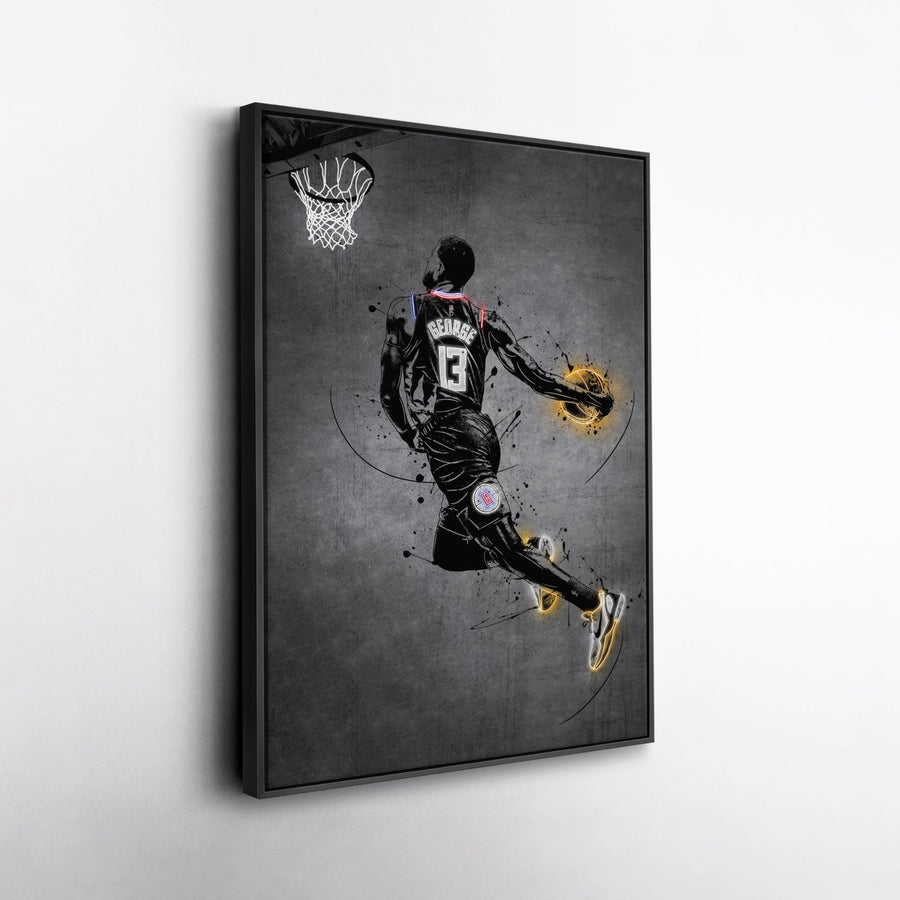 Paul George Neon Canvas Art | Modern Wall Decor for Clippers Fans - CanvasNeon