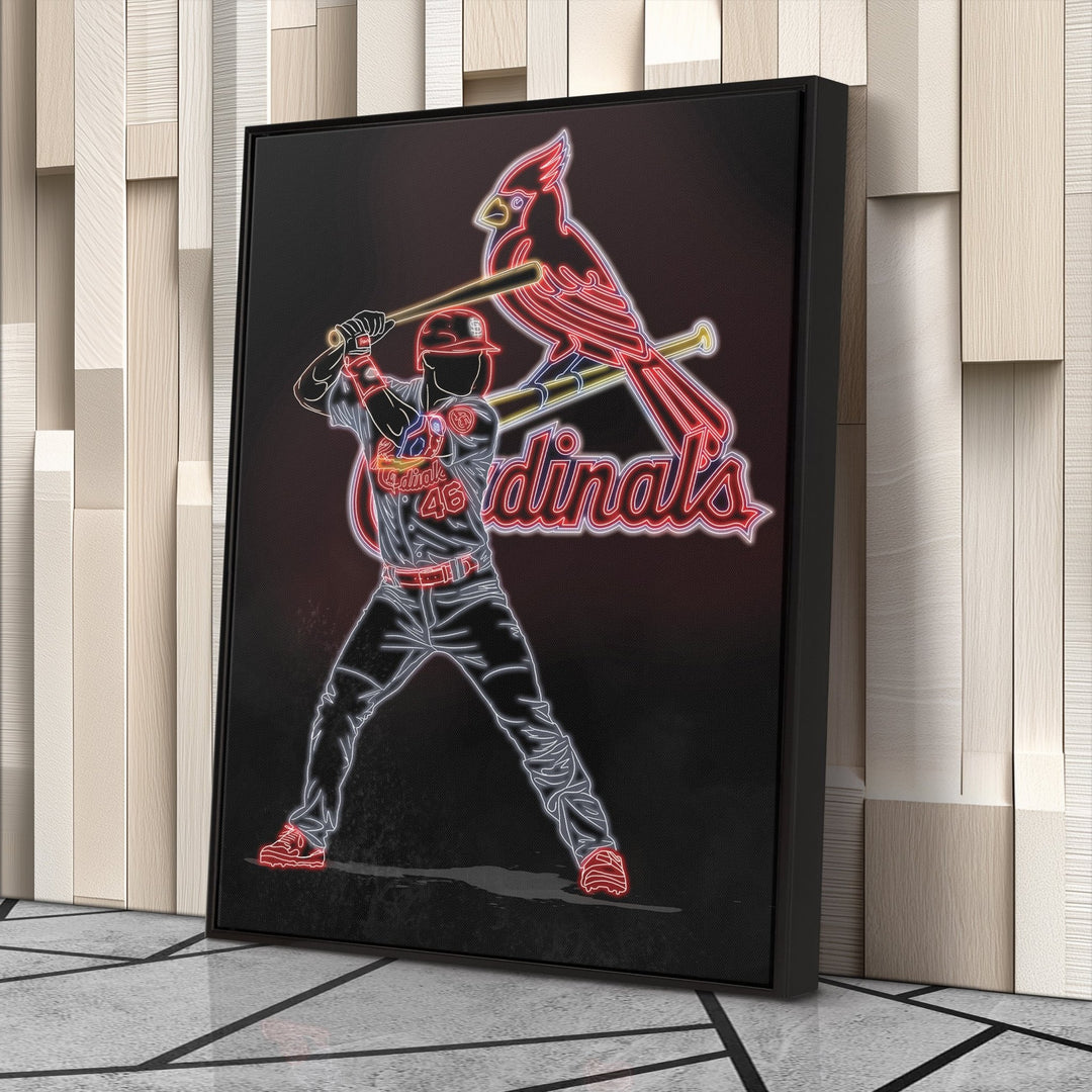 Paul Goldschmidt Neon Canvas Art | Cardinals Wall Decor - CanvasNeon