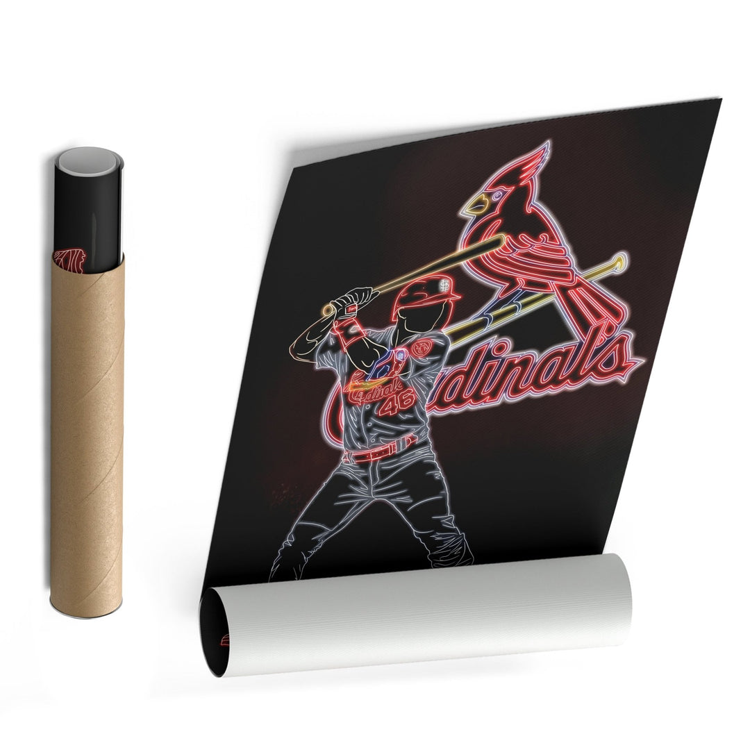 Paul Goldschmidt Neon Canvas Art | Cardinals Wall Decor - CanvasNeon