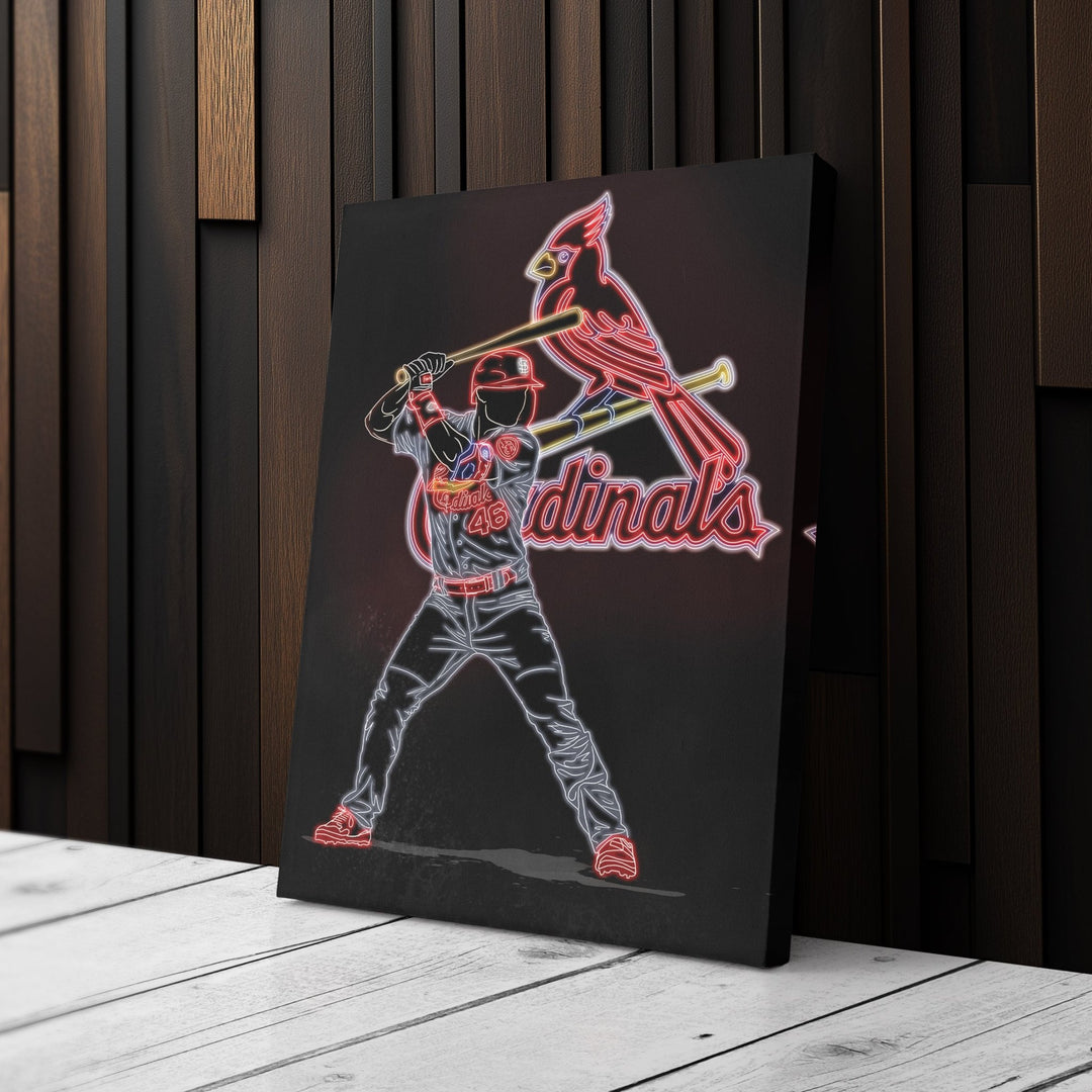 Paul Goldschmidt Neon Canvas Art | Cardinals Wall Decor - CanvasNeon