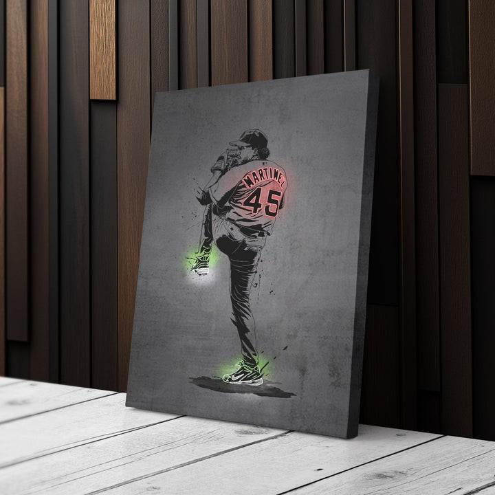 Pedro Martinez Neon Canvas Art | Modern Wall Decor for Red Sox Fans - CanvasNeon