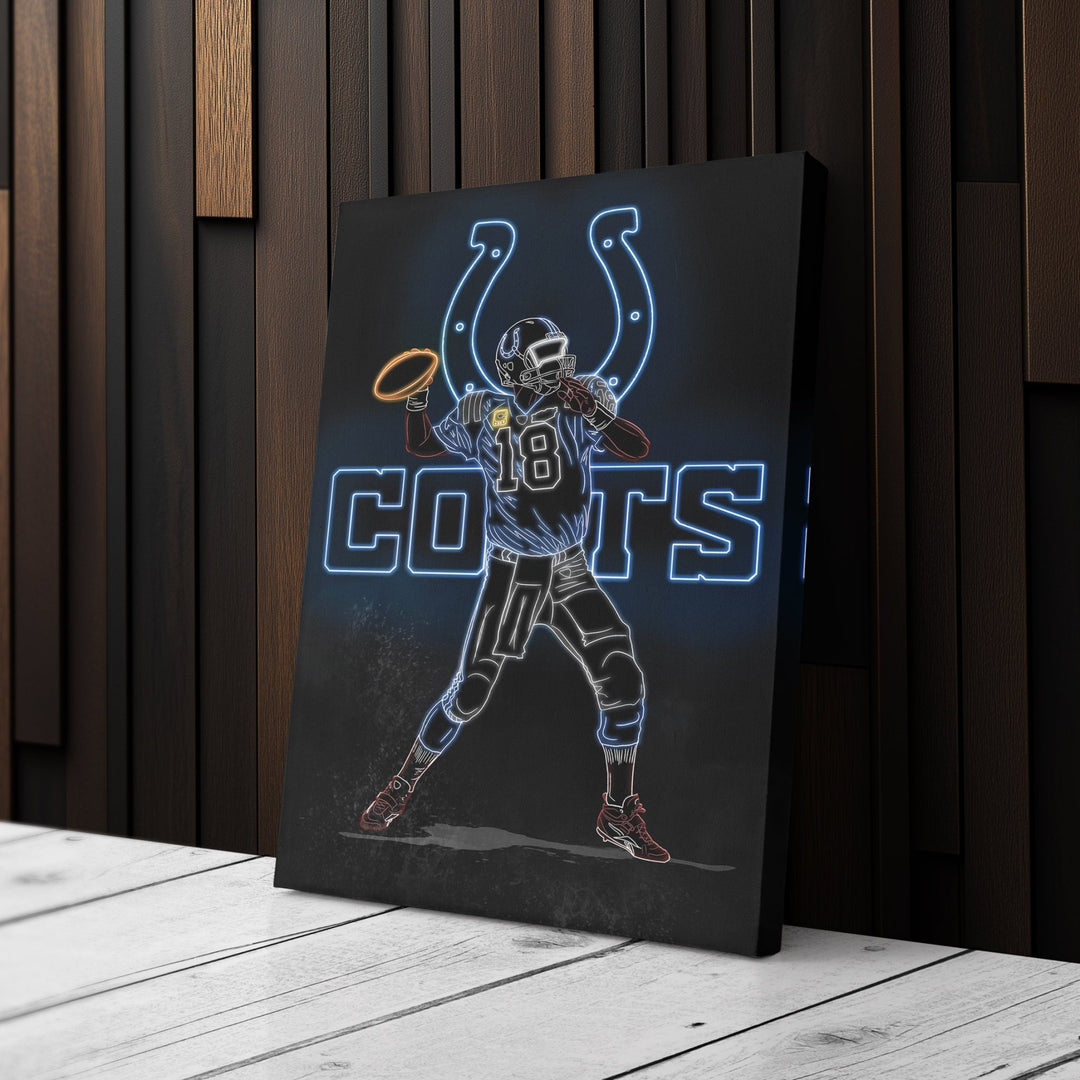Peyton Manning Neon Canvas Art | Colts Wall Decor - CanvasNeon