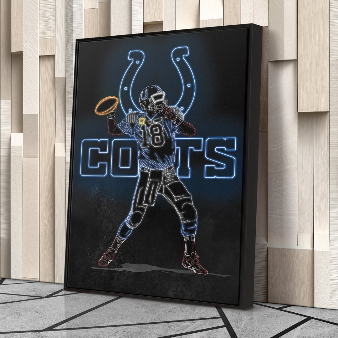 Peyton Manning Neon Canvas Art | Colts Wall Decor - CanvasNeon