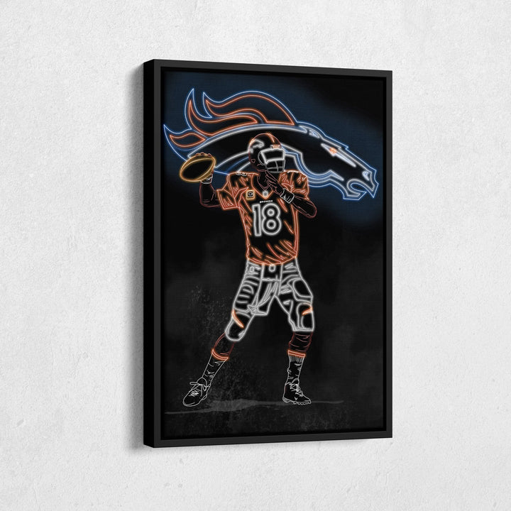 Peyton Manning Neon Canvas Art | Colts Wall Decor - CanvasNeon