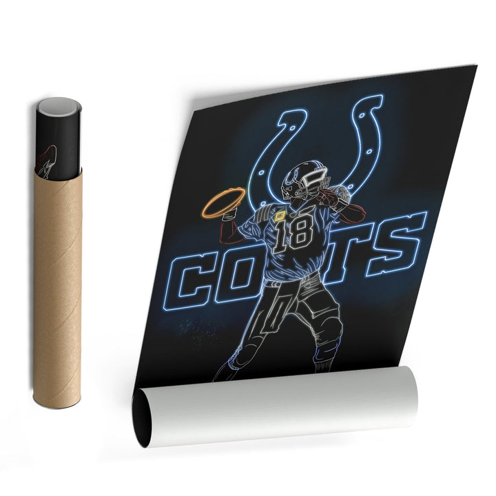 Peyton Manning Neon Canvas Art | Colts Wall Decor - CanvasNeon