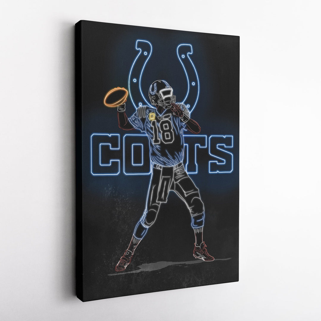 Peyton Manning Neon Canvas Art | Colts Wall Decor - CanvasNeon