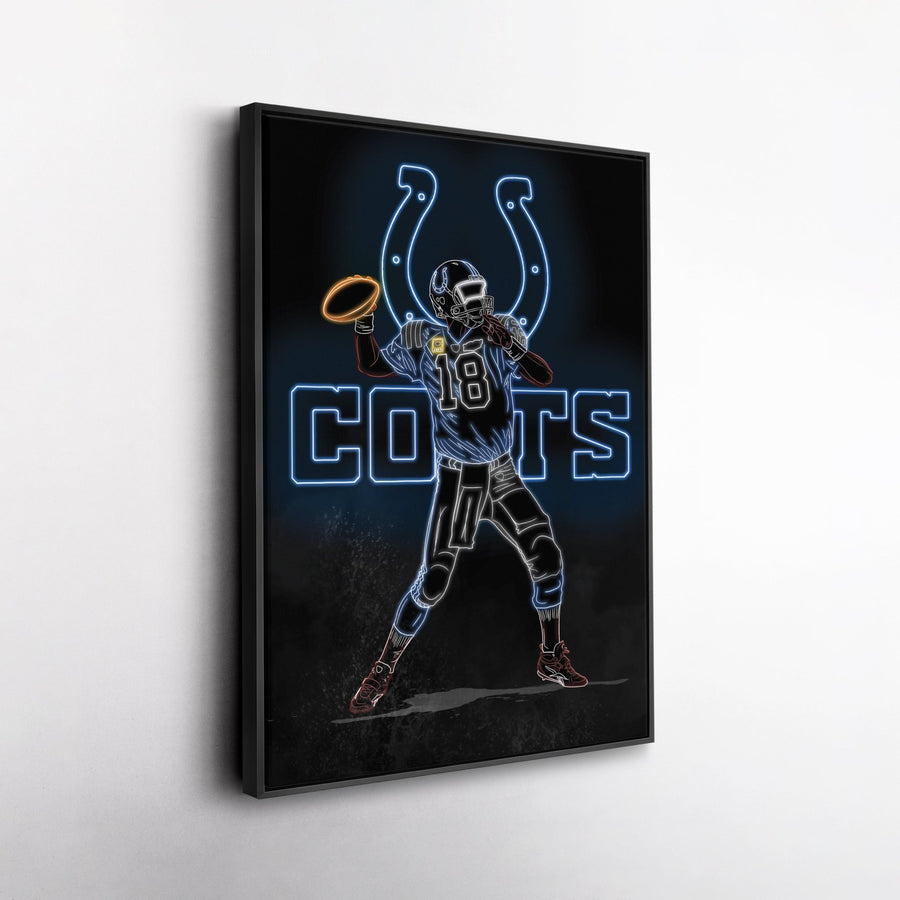 Peyton Manning Neon Canvas Art | Colts Wall Decor - CanvasNeon