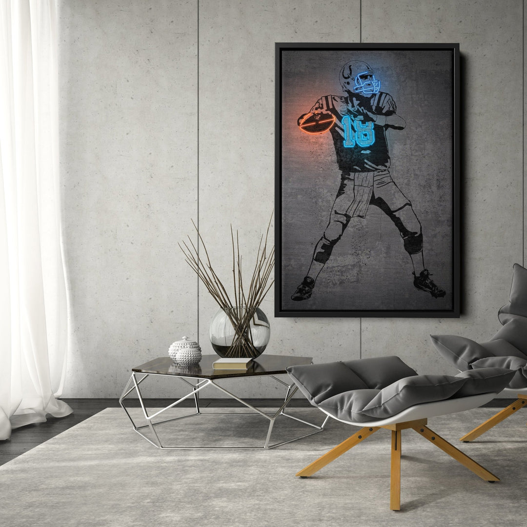 Peyton Manning Neon Canvas Art | Modern Wall Decor for Colts Fans - CanvasNeon