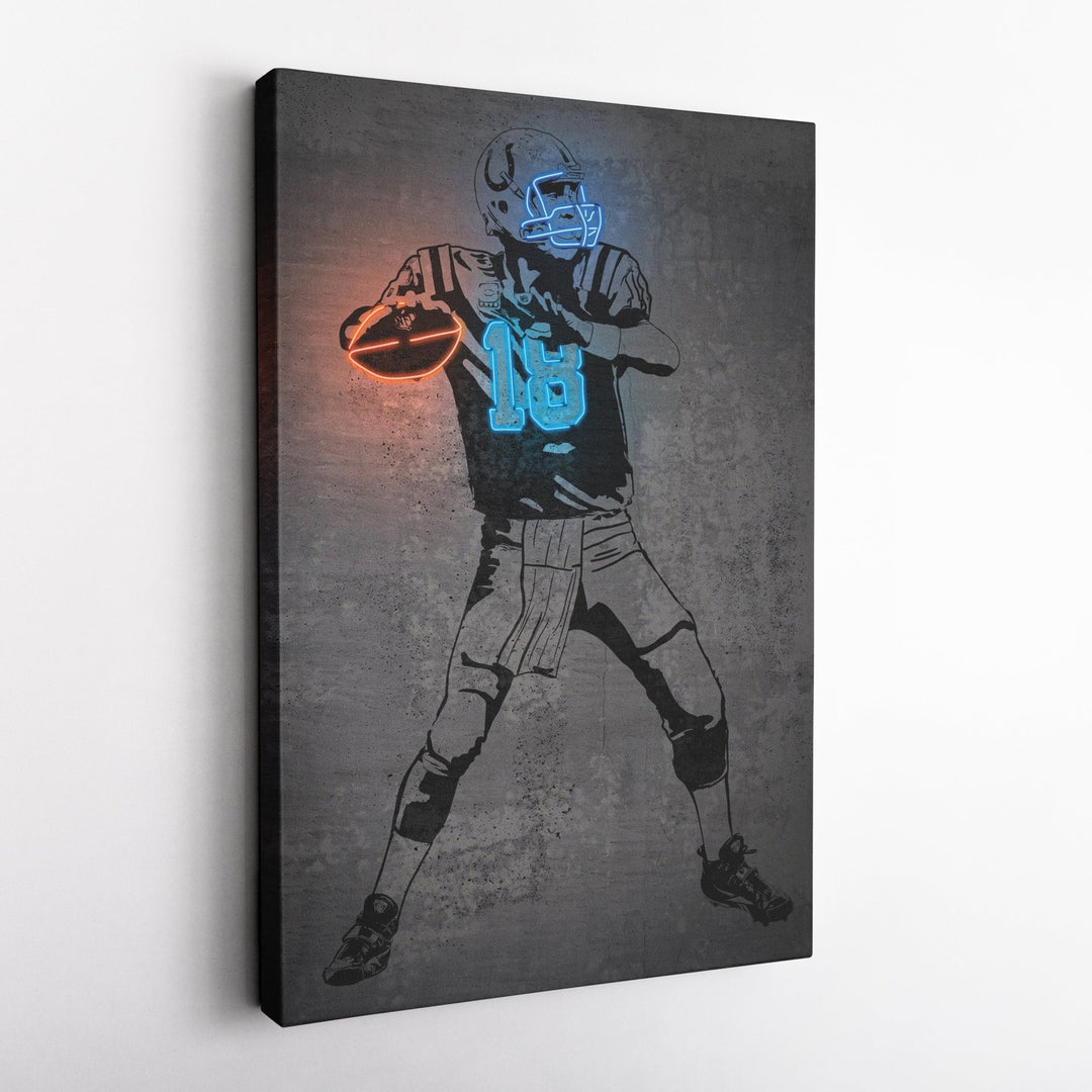 Peyton Manning Neon Canvas Art | Modern Wall Decor for Colts Fans - CanvasNeon