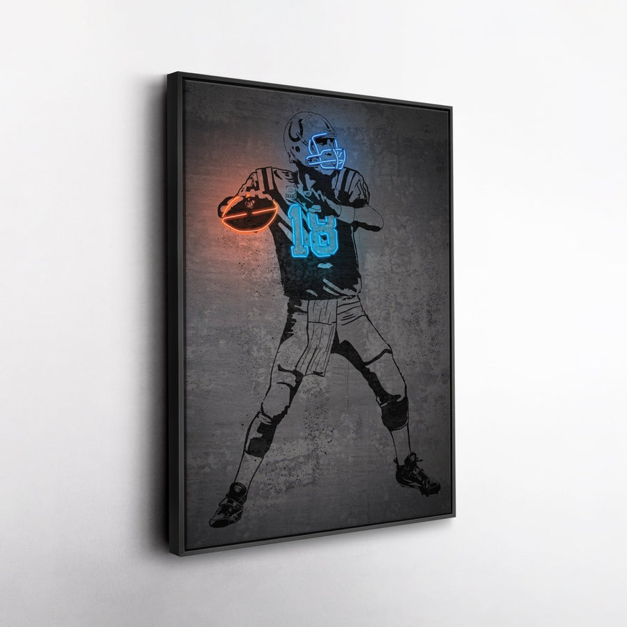 Peyton Manning Neon Canvas Art | Modern Wall Decor for Colts Fans - CanvasNeon