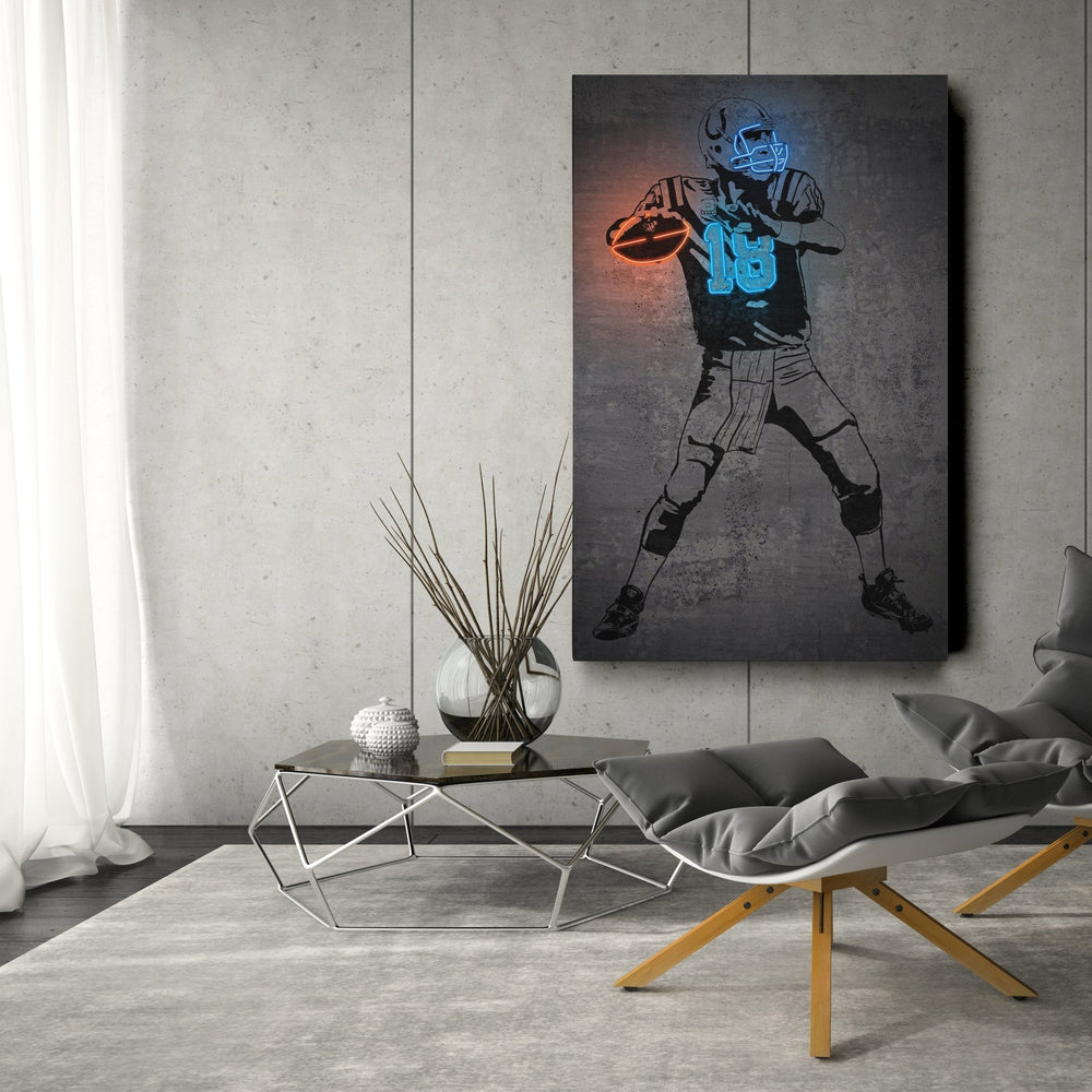 Peyton Manning Neon Canvas Art | Modern Wall Decor for Colts Fans - CanvasNeon