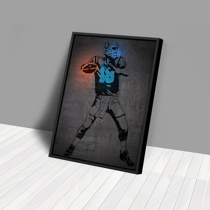 Peyton Manning Neon Canvas Art | Modern Wall Decor for Colts Fans - CanvasNeon