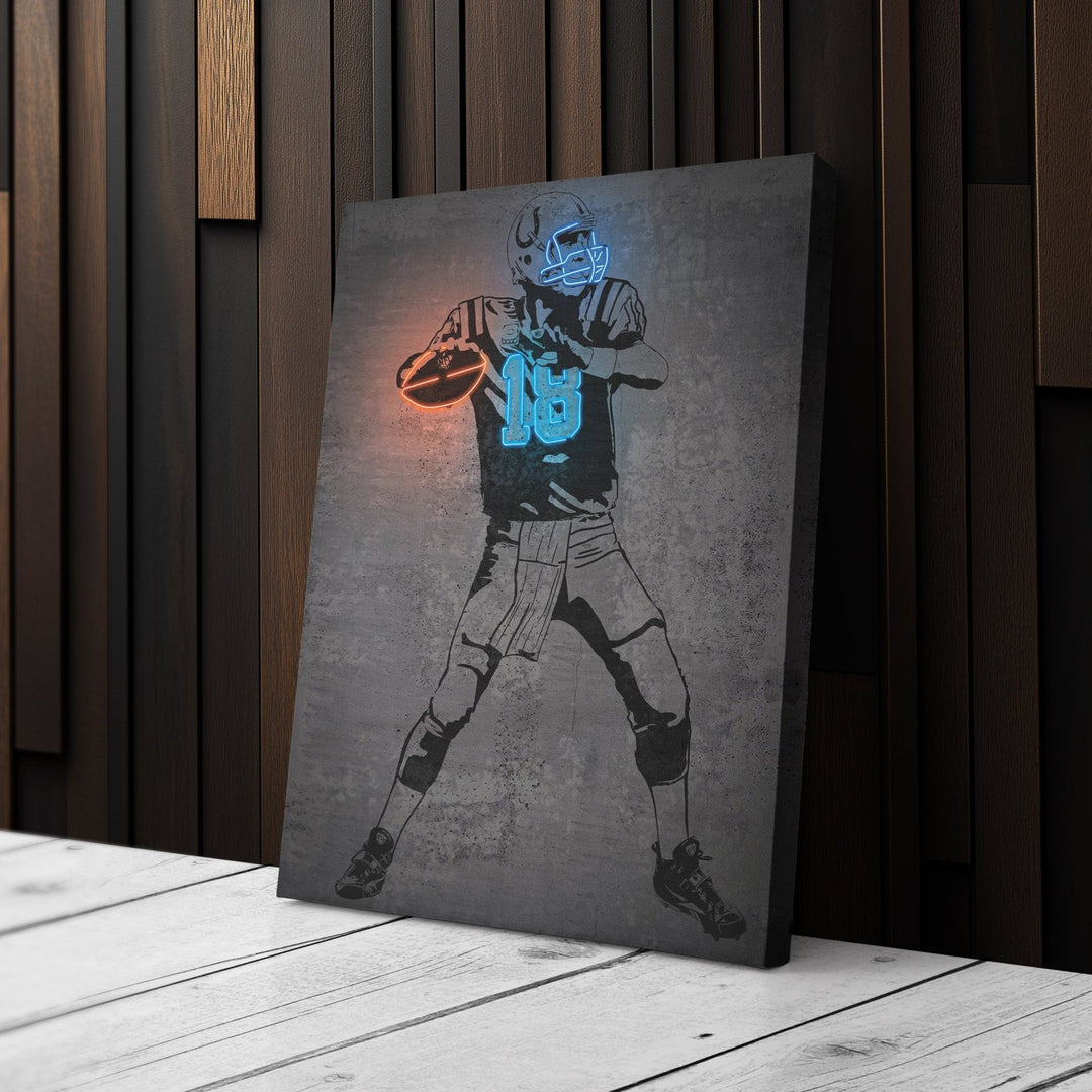 Peyton Manning Neon Canvas Art | Modern Wall Decor for Colts Fans - CanvasNeon