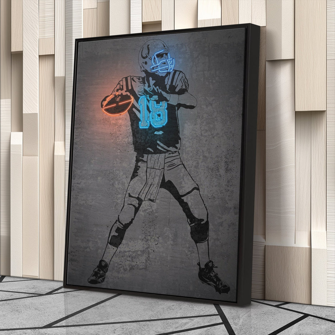 Peyton Manning Neon Canvas Art | Modern Wall Decor for Colts Fans - CanvasNeon