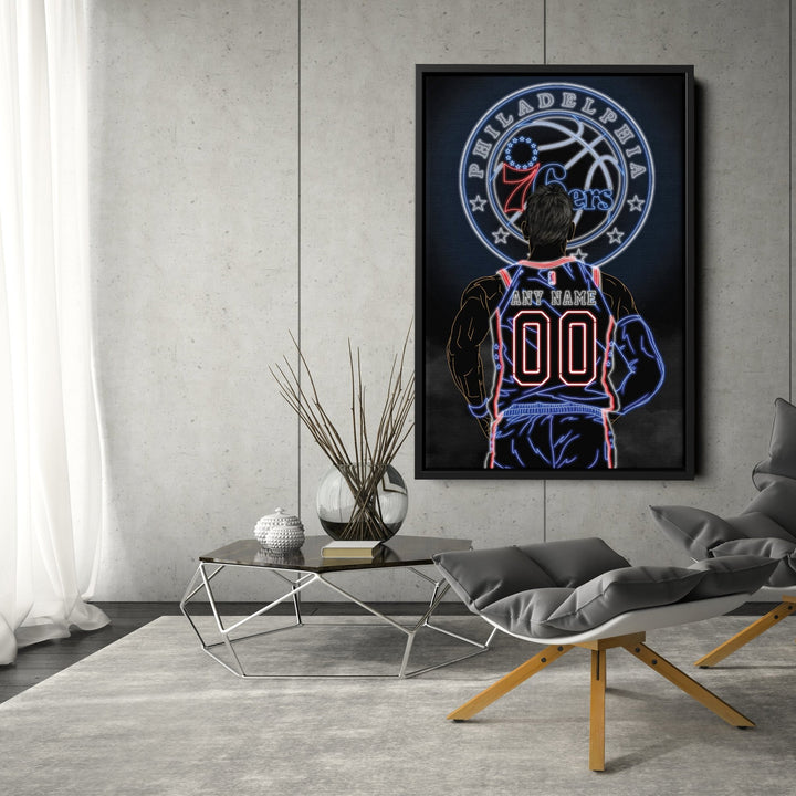 Philadelphia 76ers Personalized Jersey Canvas | Neon Wall Art - CanvasNeon