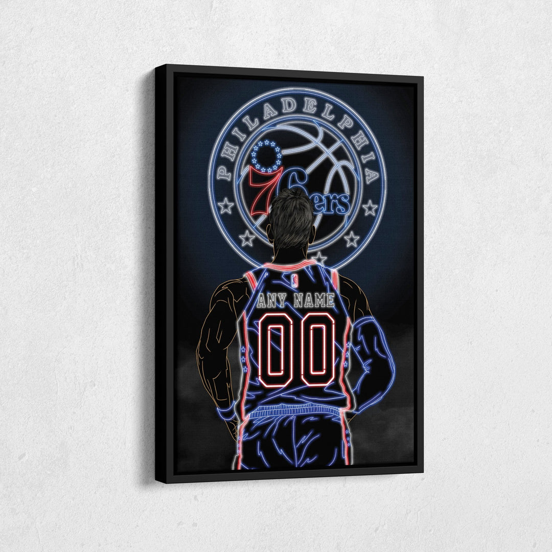 Philadelphia 76ers Personalized Jersey Canvas | Neon Wall Art - CanvasNeon