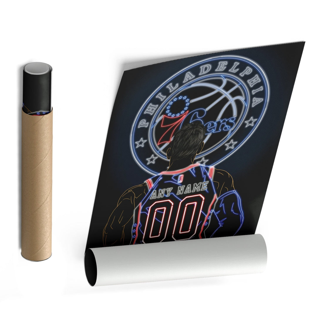 Philadelphia 76ers Personalized Jersey Canvas | Neon Wall Art - CanvasNeon