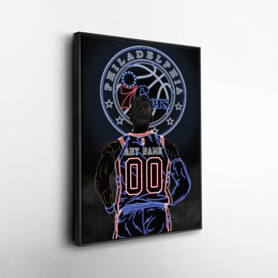 Philadelphia 76ers Personalized Jersey Canvas | Neon Wall Art - CanvasNeon