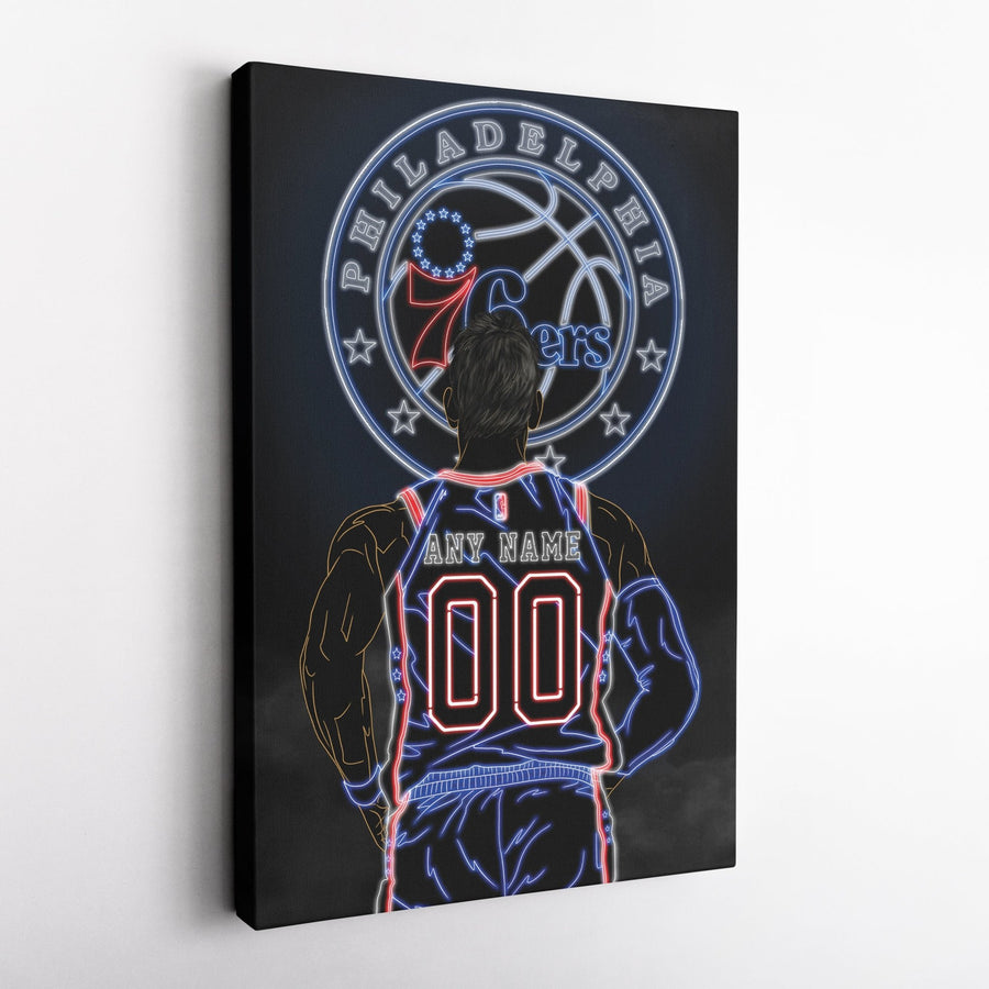 Philadelphia 76ers Personalized Jersey Canvas | Neon Wall Art - CanvasNeon