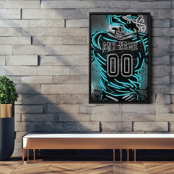 Philadelphia Eagles Custom Jersey Canvas | Neon Wall Art - CanvasNeon