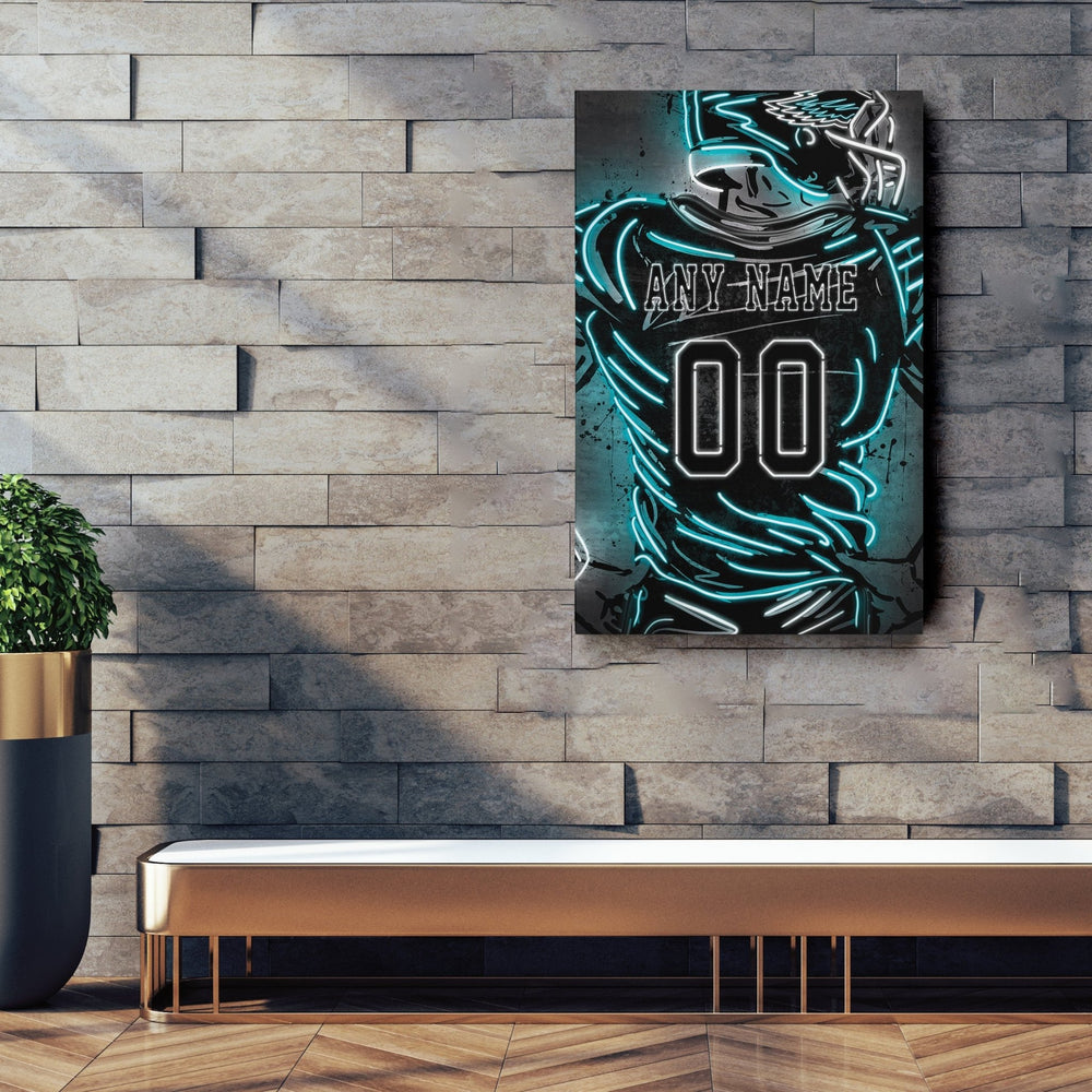 Philadelphia Eagles Custom Jersey Canvas | Neon Wall Art - CanvasNeon