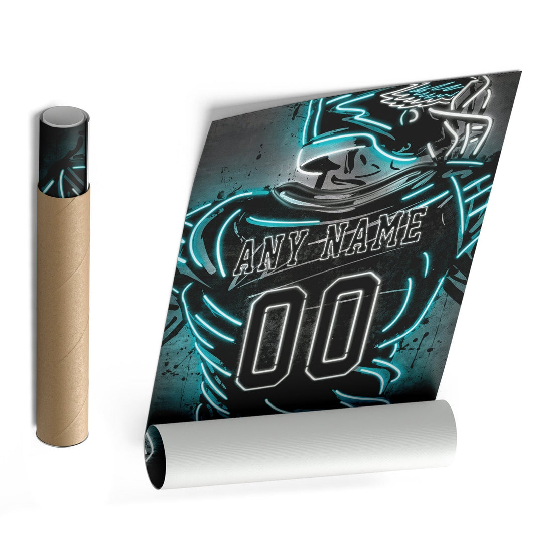 Philadelphia Eagles Custom Jersey Canvas | Neon Wall Art - CanvasNeon