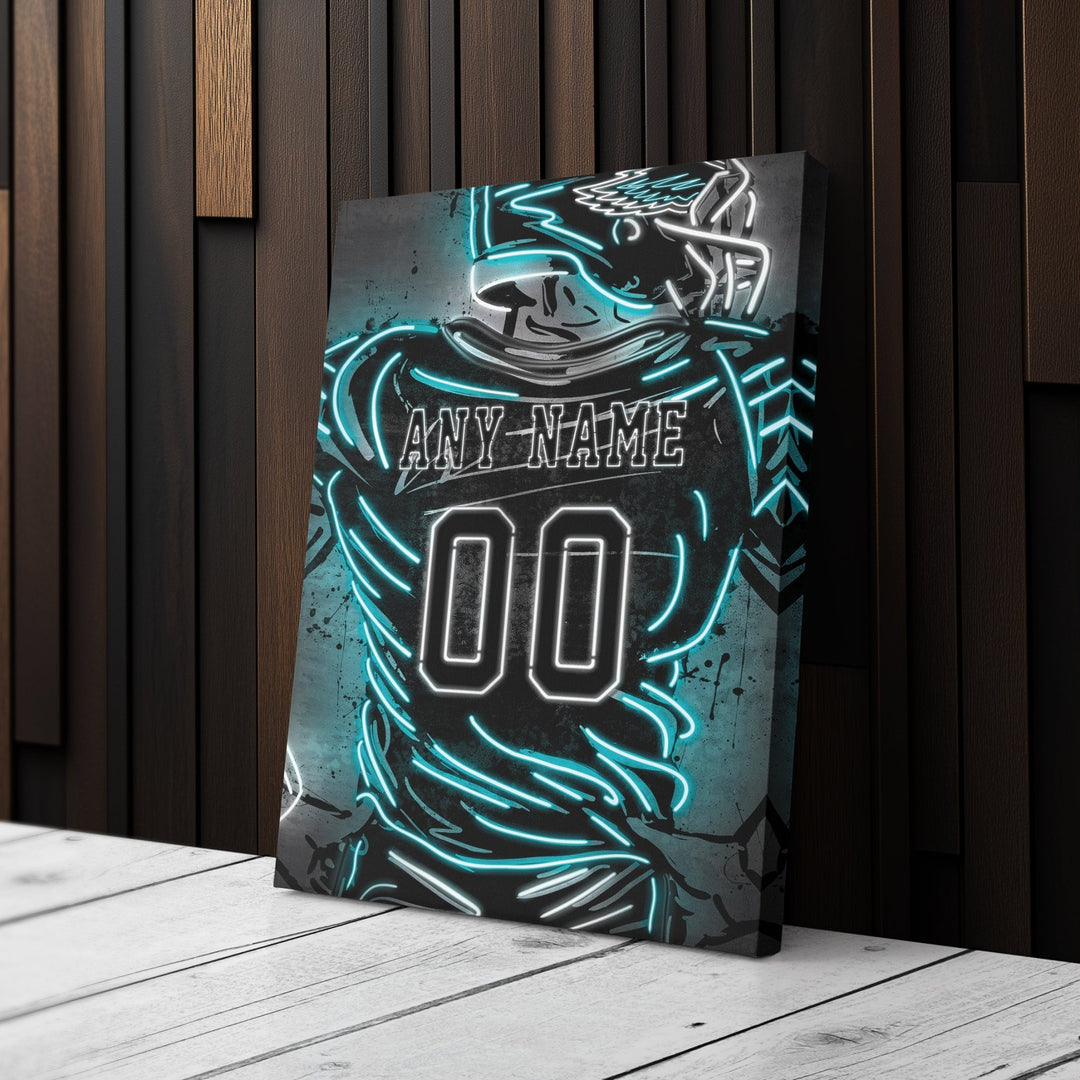 Philadelphia Eagles Custom Jersey Canvas | Neon Wall Art - CanvasNeon