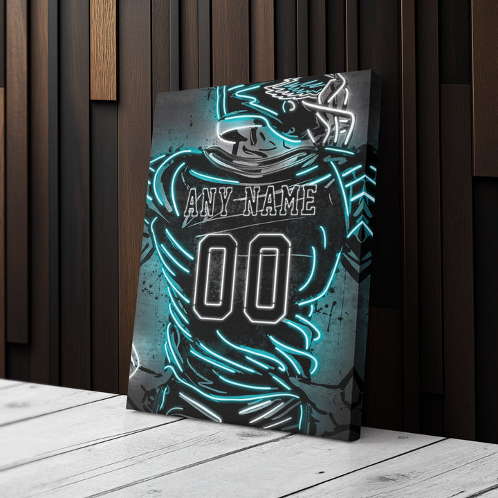 Philadelphia Eagles Custom Jersey Canvas | Neon Wall Art - CanvasNeon