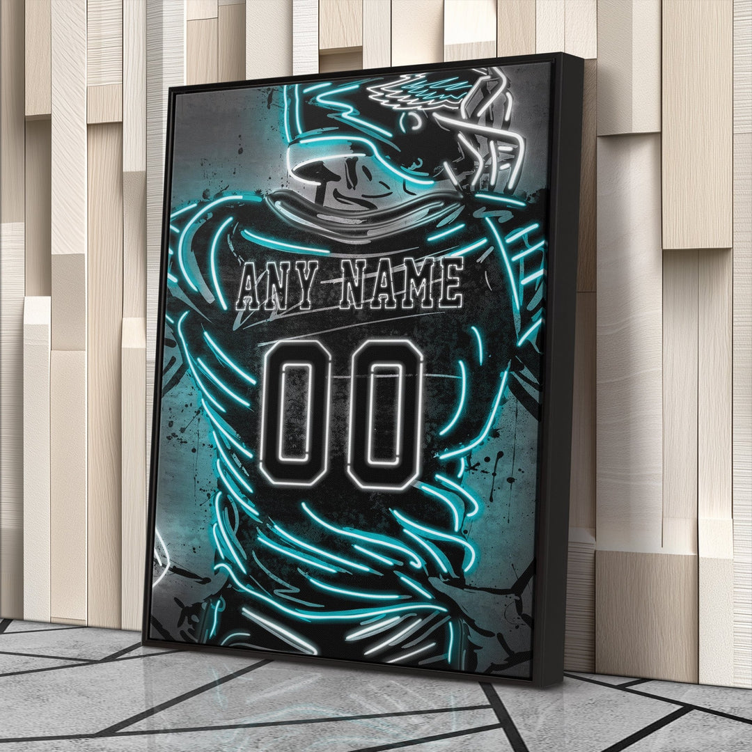 Philadelphia Eagles Custom Jersey Canvas | Neon Wall Art - CanvasNeon