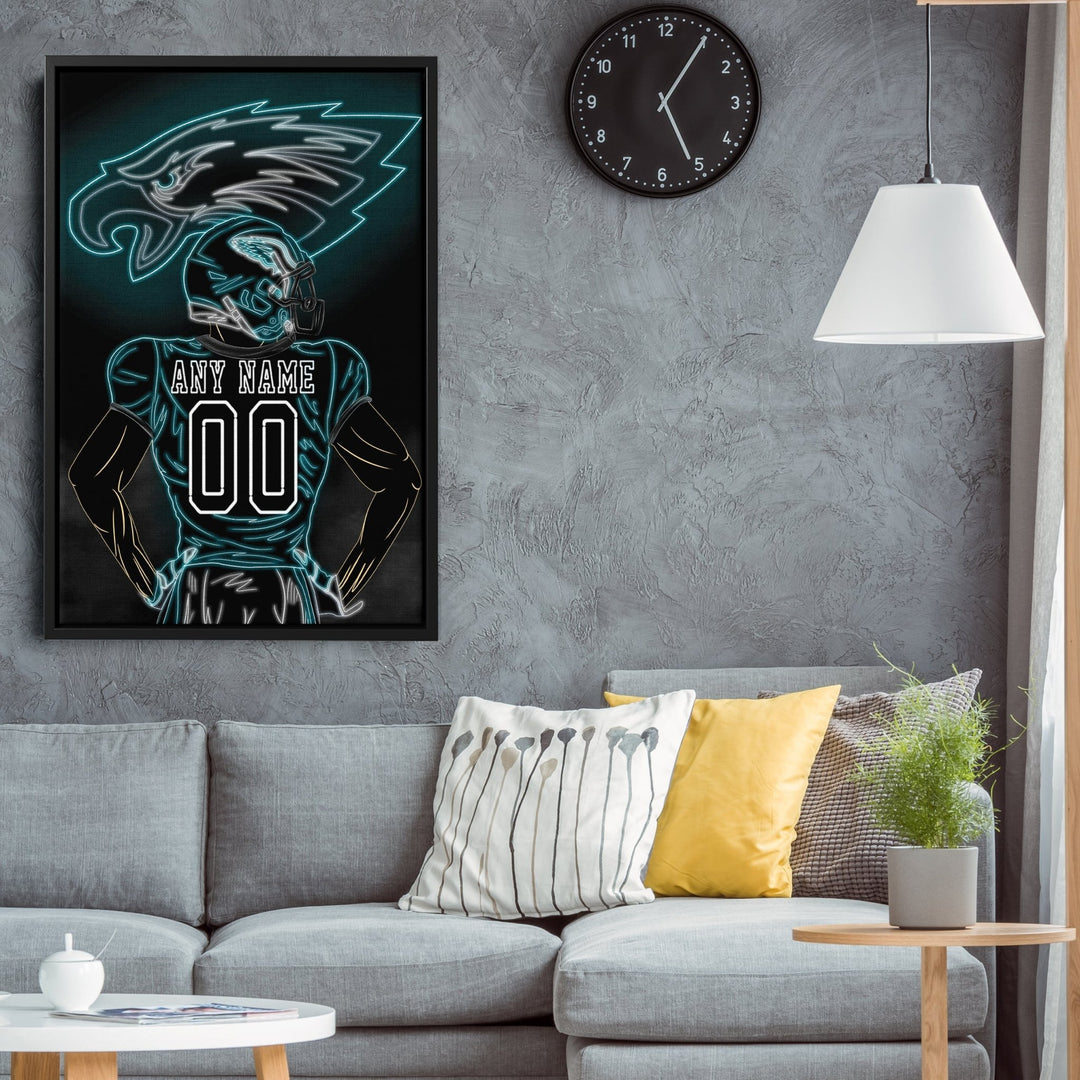 Philadelphia Eagles Personalized Jersey Canvas | Neon Wall Art - CanvasNeon