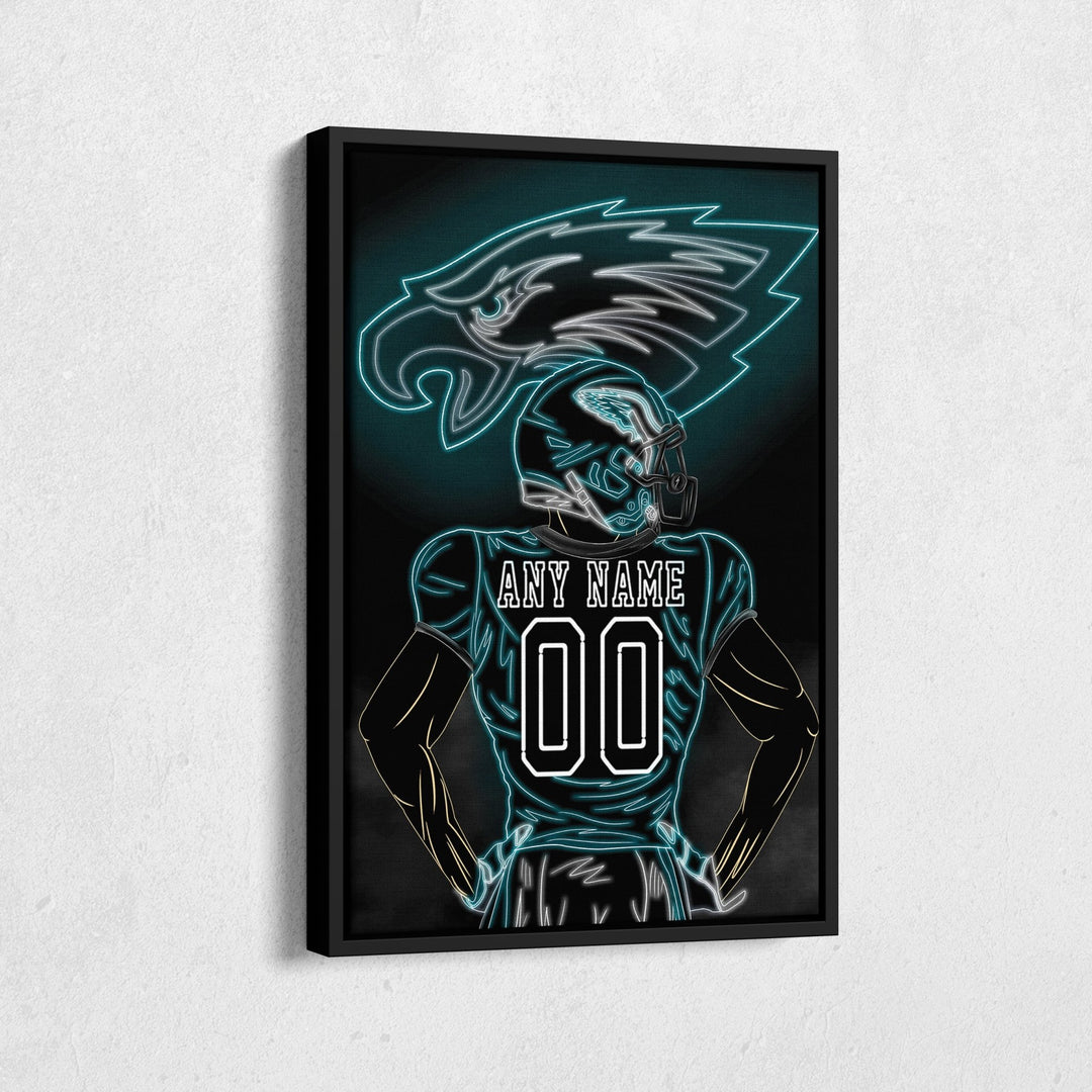 Philadelphia Eagles Personalized Jersey Canvas | Neon Wall Art - CanvasNeon