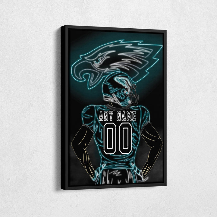 Philadelphia Eagles Personalized Jersey Canvas | Neon Wall Art - CanvasNeon