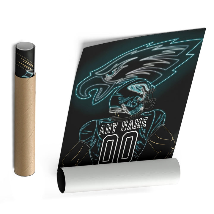 Philadelphia Eagles Personalized Jersey Canvas | Neon Wall Art - CanvasNeon