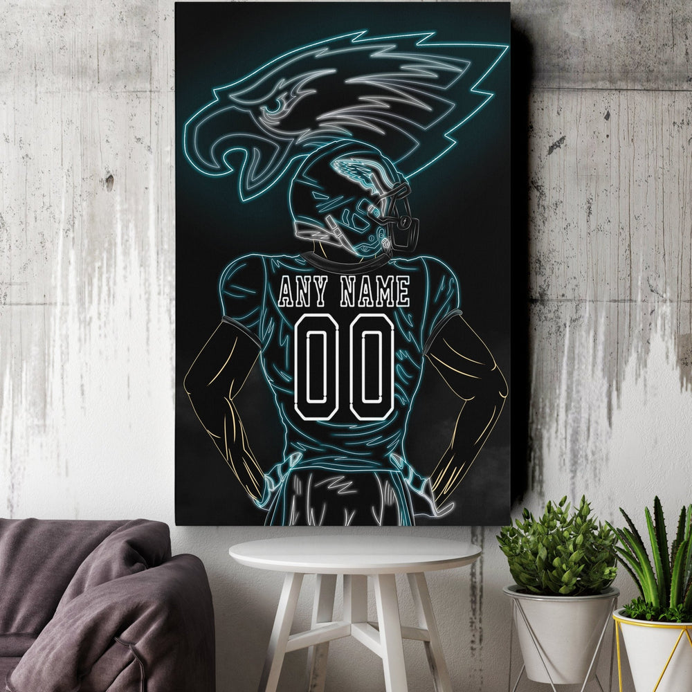 Philadelphia Eagles Personalized Jersey Canvas | Neon Wall Art - CanvasNeon