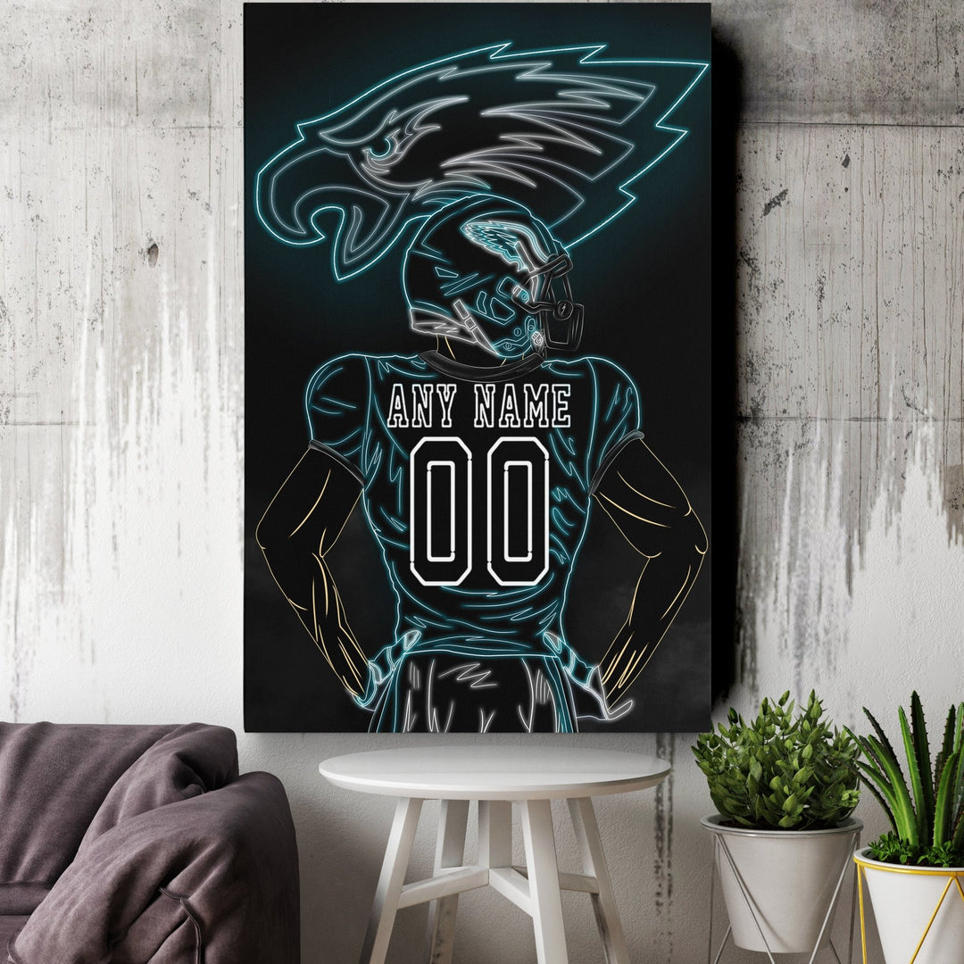 Philadelphia Eagles Personalized Jersey Canvas | Neon Wall Art - CanvasNeon