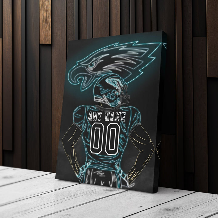 Philadelphia Eagles Personalized Jersey Canvas | Neon Wall Art - CanvasNeon
