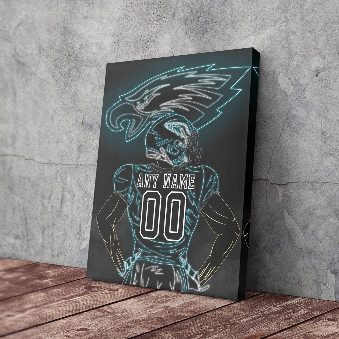 Philadelphia Eagles Personalized Jersey Canvas | Neon Wall Art - CanvasNeon