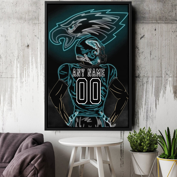 Philadelphia Eagles Personalized Jersey Canvas | Neon Wall Art - CanvasNeon