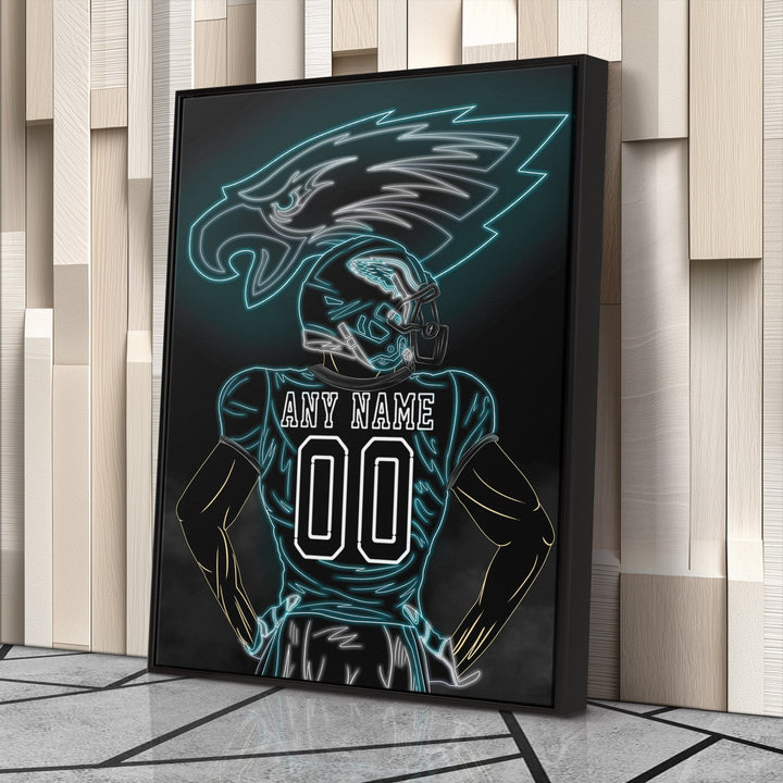 Philadelphia Eagles Personalized Jersey Canvas | Neon Wall Art - CanvasNeon