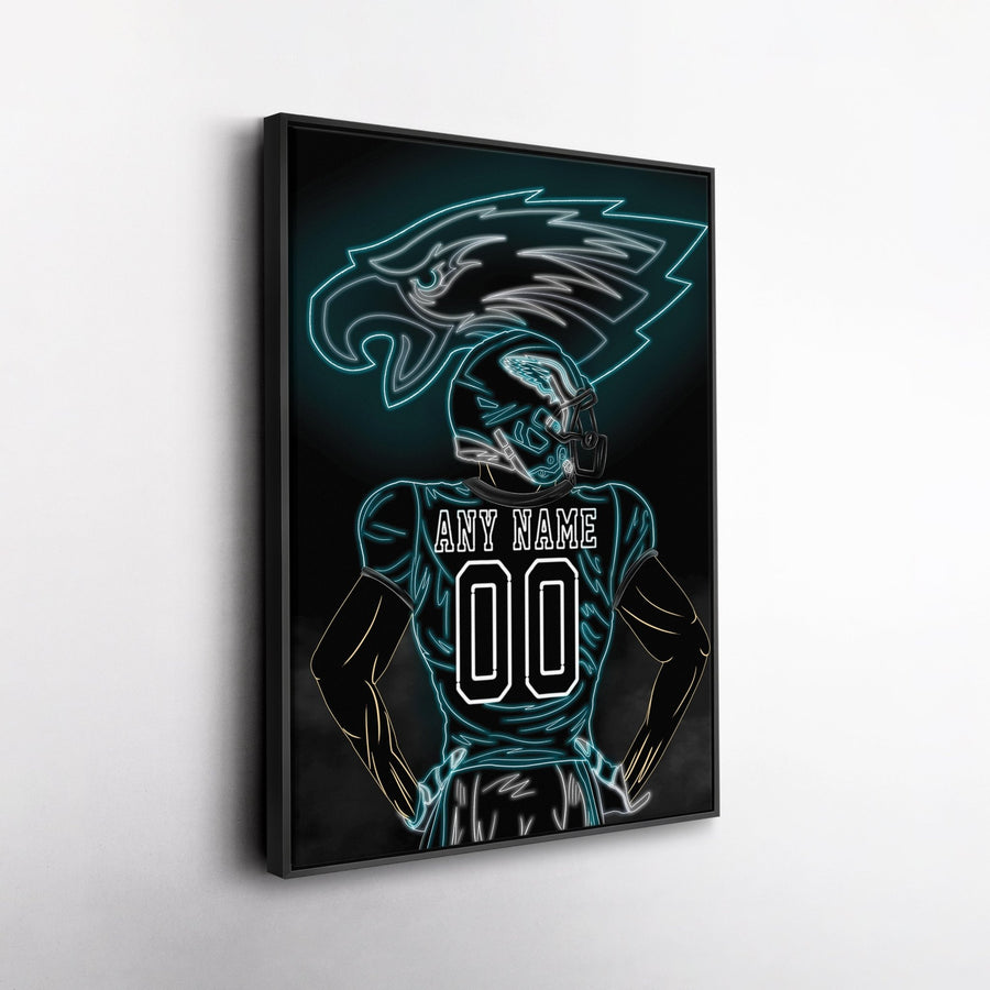 Philadelphia Eagles Personalized Jersey Canvas | Neon Wall Art - CanvasNeon