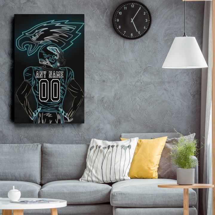 Philadelphia Eagles Personalized Jersey Canvas | Neon Wall Art - CanvasNeon